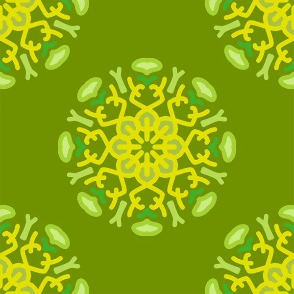 Nahtlose Muster Gelb Grün Minze Olivenwald Mandala Florales Kreatives Design — Stockvektor