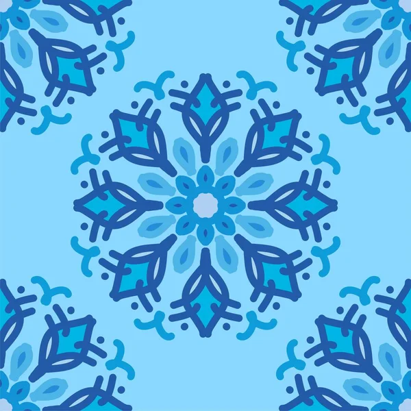 Bleu Turquoise Aqua Menthe Mandala Vintage Floral Intérieur Sans Couture — Image vectorielle
