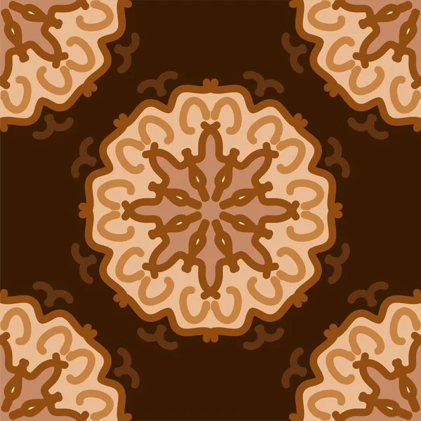 Motif Sans Couture Brun Mandala Floral Design Créatif Vectoriel Illustration — Image vectorielle