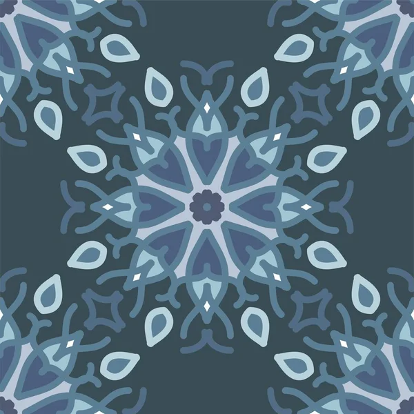 Azul Turquesa Aqua Menthe Mandala Vintage Floral Interior Sin Costuras — Vector de stock