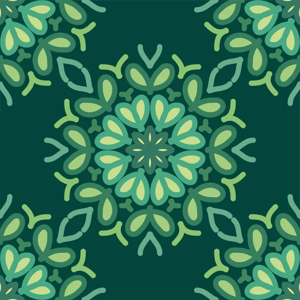 Motif Sans Couture Vert Menthe Olive Forêt Mandala Floral Design — Image vectorielle