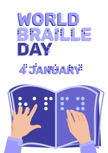 Kampagne Zum Welt Braille Tag Soziales Veranstaltungskonzept Design Für Blinde lizenzfreie Stockillustrationen