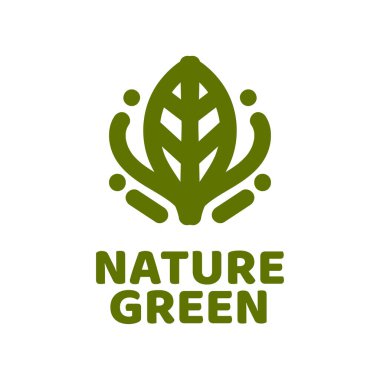 Yeşil doğa yapraklı bitki logosu tasarım illüstrasyonu
