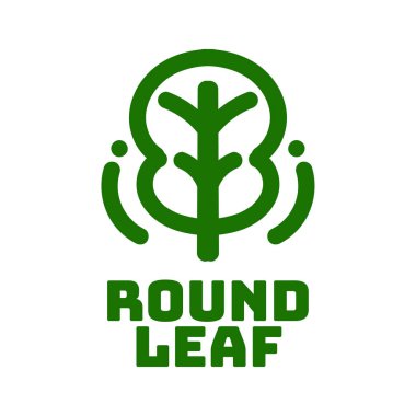 yuvarlak yapraklı yeşil doğa logosu tasarım illüstrasyonu