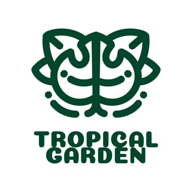 Tropikal bahçe Yeşil doğa logosu tasarım illüstrasyonu