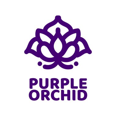 mor orkide çiçeği flora doğa logosu tasarım illüstrasyonu