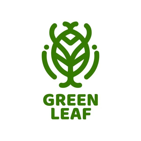 Yaprak Bitkisi Yeşil Doğa Logosu Tasarım Illüstrasyonu — Stok Vektör
