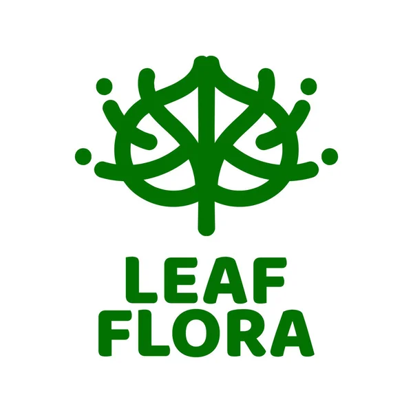 Flora Blad Blomma Grön Natur Logotyp Koncept Design Illustration — Stock vektor