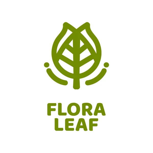 Flora Blatt Blume Grün Natur Logo Konzept Design Illustration — Stockvektor