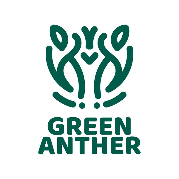 Grün Anther Blume Natur Logo Konzept Design Illustration — Stockvektor