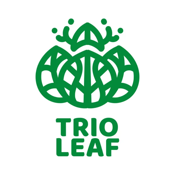 Trio Drei Blatt Grün Natur Logo Konzept Design Illustration — Stockvektor