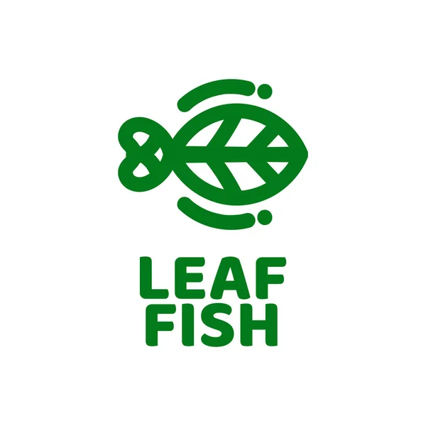 Fisch Grünes Blatt Natur Logo Konzept Design Illustration — Stockvektor