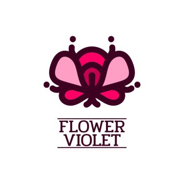 Mor çiçek açan doğa logosu tasarım illüstrasyonu