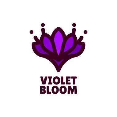 Mor çiçek açan doğa logosu konsept tasarım illüstrasyonu