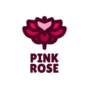 Pembe gül çiçeği doğa logosu tasarım illüstrasyonu