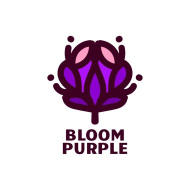Bloom mor doğa logosu tasarım illüstrasyonuName
