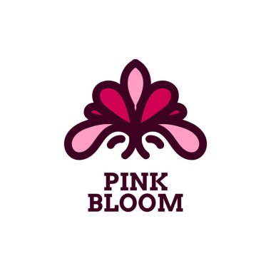 Pembe çiçekli doğa logosu tasarım illüstrasyonu