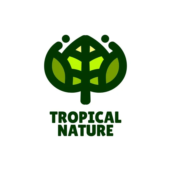 Tropikal Doğa Yaprağı Bitki Logosu Konsept Tasarım Illüstrasyonu — Stok Vektör