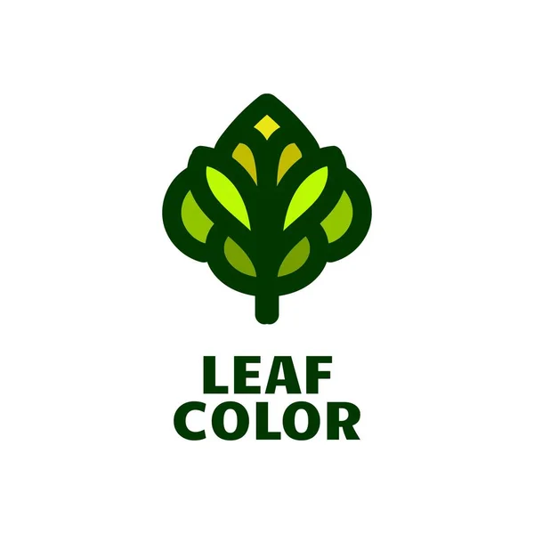 Blad Färg Växt Natur Logotyp Koncept Design Illustration — Stock vektor