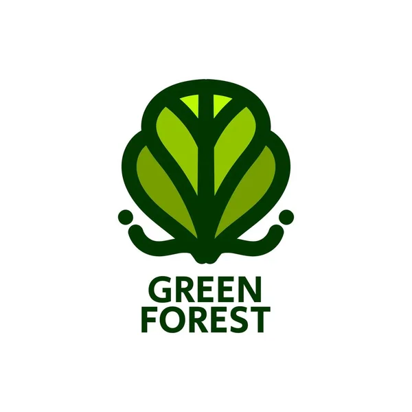 Yeşil Orman Yaprağı Bitki Logosu Konsept Tasarım Çizimi — Stok Vektör