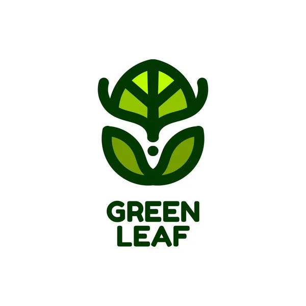 Grönt Löv Natur Logotyp Koncept Design Illustration Royaltyfria Stockvektorer
