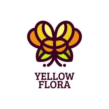 Sarı flora çiçeği doğa logosu tasarım illüstrasyonu
