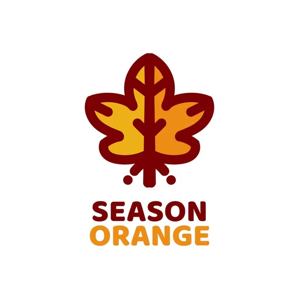 メープルシーズンオレンジリーフ自然ロゴコンセプトデザインイラスト — ストックベクタ