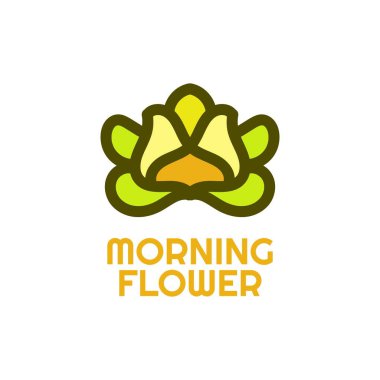 Sabah sarı çiçek doğa logosu tasarım illüstrasyonu