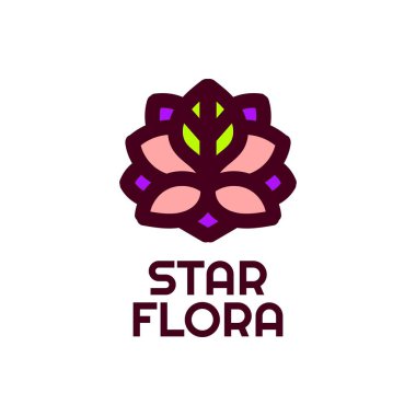 Yıldız flora çiçeği doğa logosu tasarım illüstrasyonu