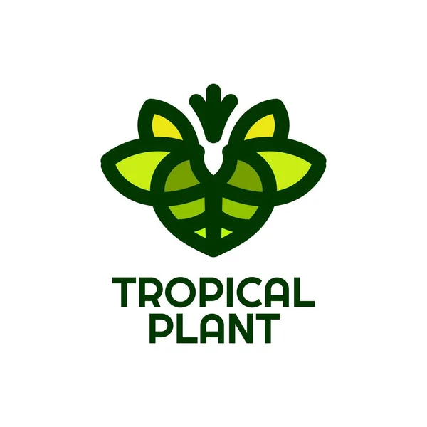 熱帯植物の葉自然ロゴのコンセプトデザインイラスト — ストックベクタ