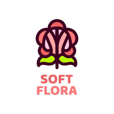yumuşak flora çiçeği doğa logosu tasarım illüstrasyonu