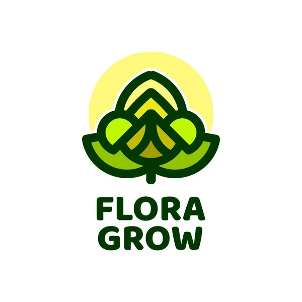 植物は花の自然ロゴのコンセプトデザインイラストを育てる — ストックベクタ