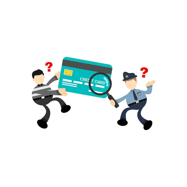 Αστυνομία Διαρρήκτες Και Πιστωτικές Κάρτες Υπηρεσία Κινουμένων Σχεδίων Επίπεδη Σχεδίαση — Διανυσματικό Αρχείο