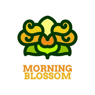 Çiçek açan sabah çiçekleri doğa logosu tasarım illüstrasyonu