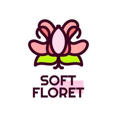 Yumuşak flora çiçeği doğa logosu tasarım çizimi