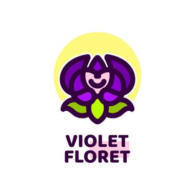 Menekşe flora çiçeği doğa logosu tasarım illüstrasyonu