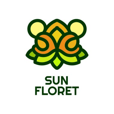 Güneş floret çiçek doğa logosu tasarım illüstrasyonu