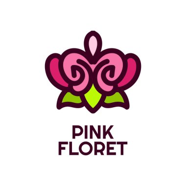 Pembe flora çiçeği doğa logosu tasarım illüstrasyonu