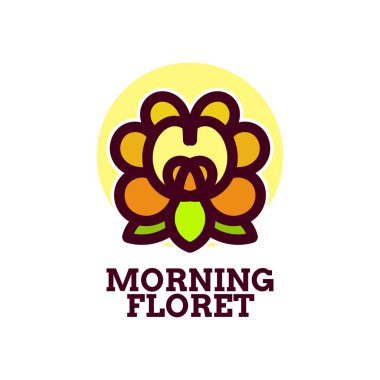 Sabah floret çiçek doğa logosu tasarım illüstrasyonu