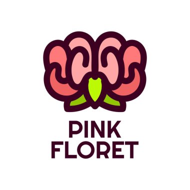 Pembe flora çiçeği doğa logosu tasarım illüstrasyonu