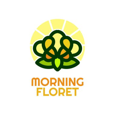 Sabah floret çiçek doğa logosu tasarım illüstrasyonu