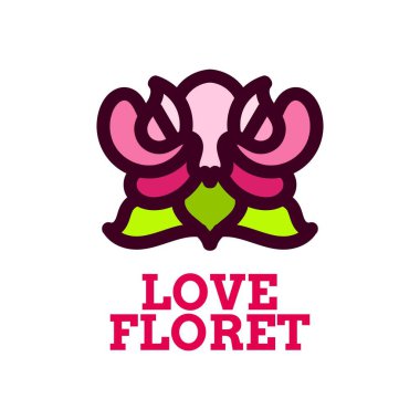 Aşk florası çiçek doğa logosu tasarım illüstrasyonu