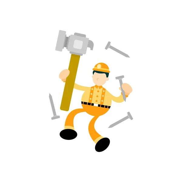 Engineer Hammer Craft Cartoon Flat Design Illustration — Stock Vector