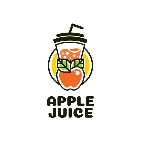 アップルジュースカップドリンクフルーツスムージーカクテルロゴコンセプトデザインイラスト — ストックベクタ