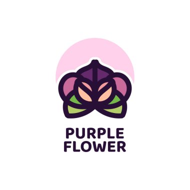Mor mor flora çiçeği doğa logosu tasarım illüstrasyonu