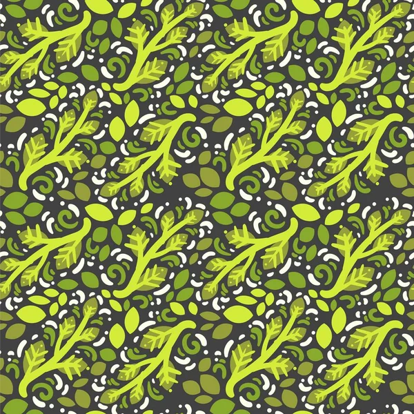 Nahtlose Muster Grün Blatt Pflanze Kreativ Design Hintergrund Vektor Illustration — Stockvektor