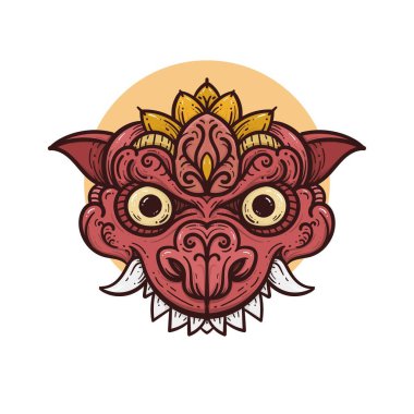 Kırmızı şeytan canavar mitoloji canavarı yüz tasarımı