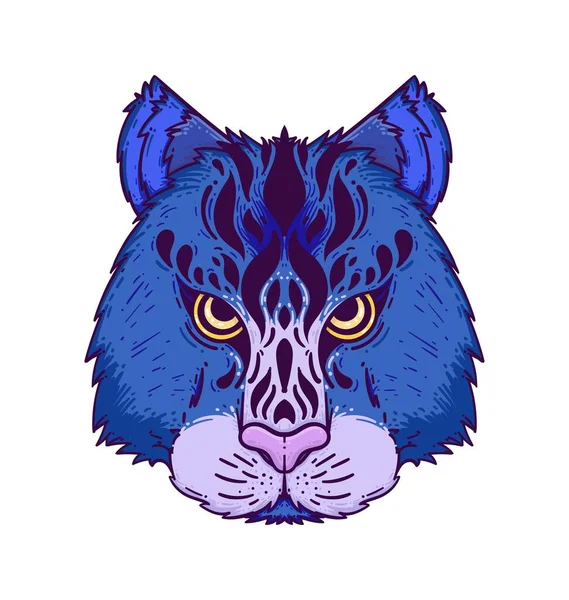 Azul Tigre Monstruo Cara Criatura Bestia Diseño — Vector de stock