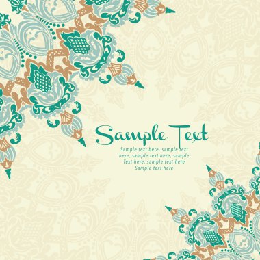 Vector card in east style on moroccan seamless background clipart