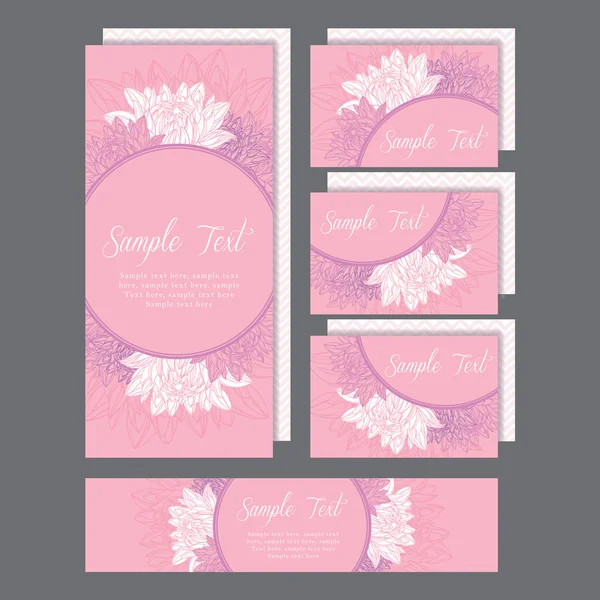 Set of wedding invitations card with lily pink — Stock Vector